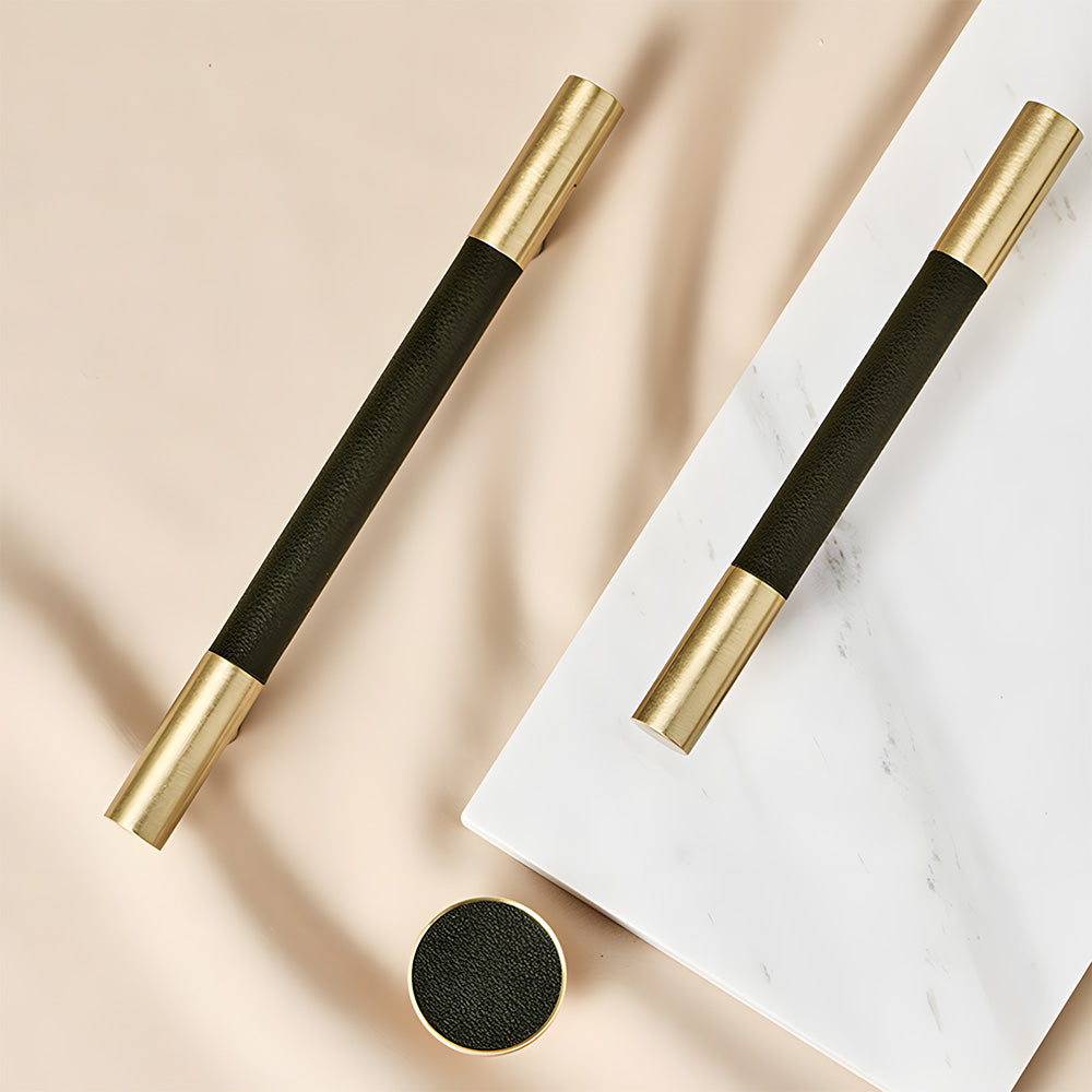 Luxury Leather Wrapped Cupboard Handles & Knobs