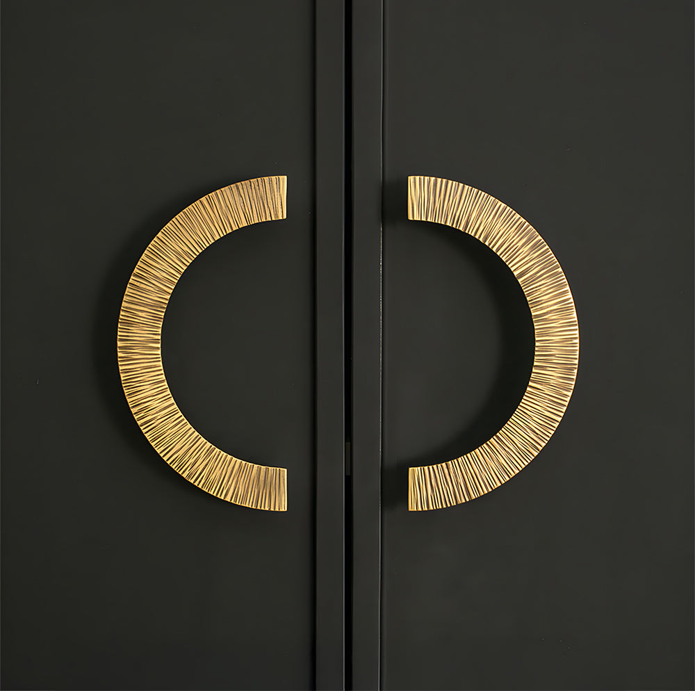 Vintage Brass Textured Semi Circle Cabinet Handles