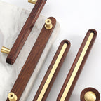 Black Walnut Brass Wooden Wardrobe Drawer Cabinet Handles
