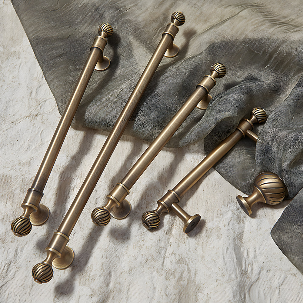 Retro Bronze Solid Brass Drawer Pulls Cabinet Handles