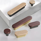 Round Wood Zinc Alloy Cabinet Wardrobe Door Handles