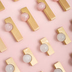 Natural Crystal Sphere Brass Cabinet Handles