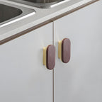 Round wood and zinc-alloy cabinet handles brown option installed and product views