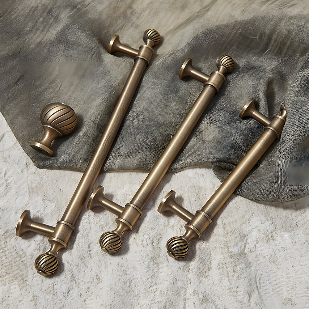 Retro Bronze Solid Brass Drawer Pulls Cabinet Handles