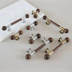 Medieval Brass Round Wooden Head Cabinet Handles