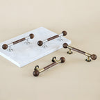 Medieval Brass Round Wooden Head Cabinet Handles