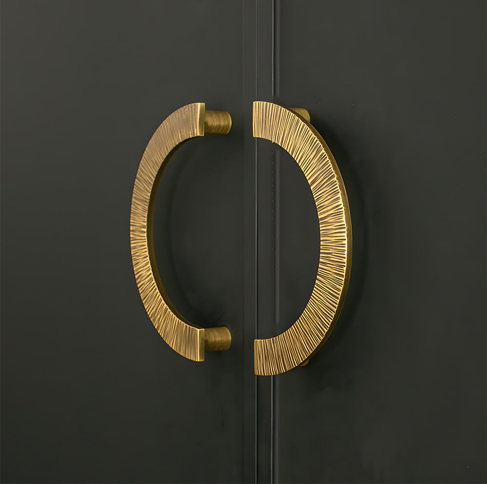 Vintage Brass Textured Semi Circle Cabinet Handles