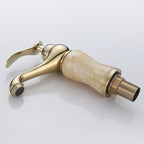 Traditional Brass and Jade Single Hole Basin Tap_Gold