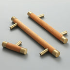 Wooden Brushed Brass Cabinet Handles