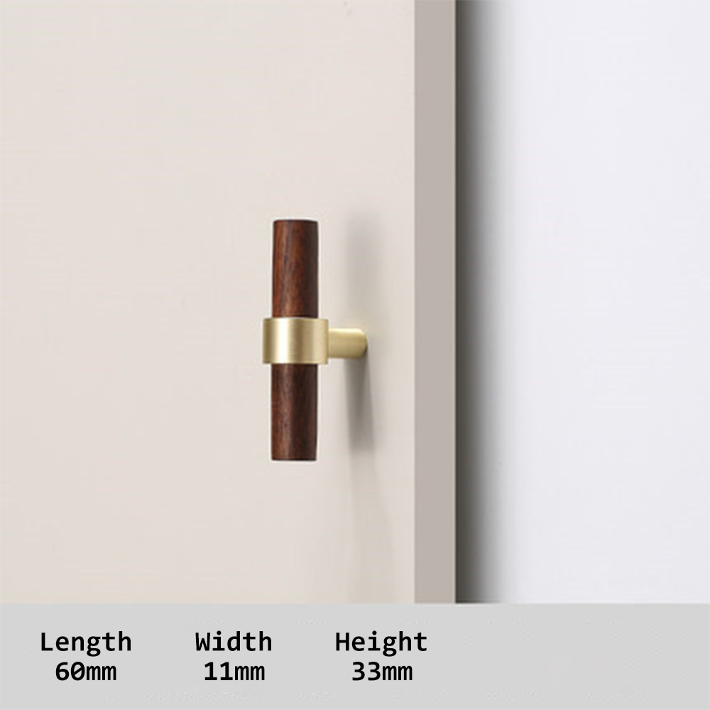 Wooden Cabinet Handles With Brass Base
