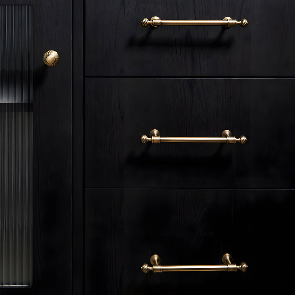 Retro Bronze Solid Brass Drawer Pulls Cabinet Handles