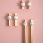 Natural Crystal Sphere Brass Cabinet Handles