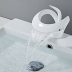 Elegant Single Handle Solid Brass Waterfall Taps_White