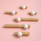 Natural Crystal Sphere Brass Cabinet Handles
