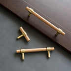 Wooden Cabinet Handles With Brass Base