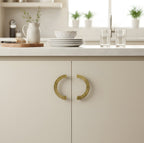 Vintage Brass Textured Semi Circle Cabinet Handles
