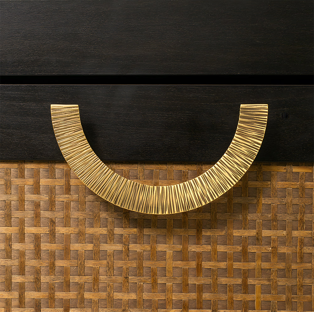Vintage Brass Textured Semi Circle Cabinet Handles