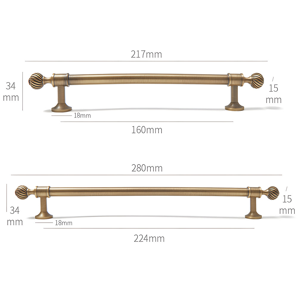 Retro Bronze Solid Brass Drawer Pulls Cabinet Handles