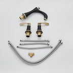 Three-Hole Copper Deck Mounted Basin Tap_Black
