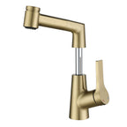 Height Adjustable Pull Out Bathroom Tap_Gold