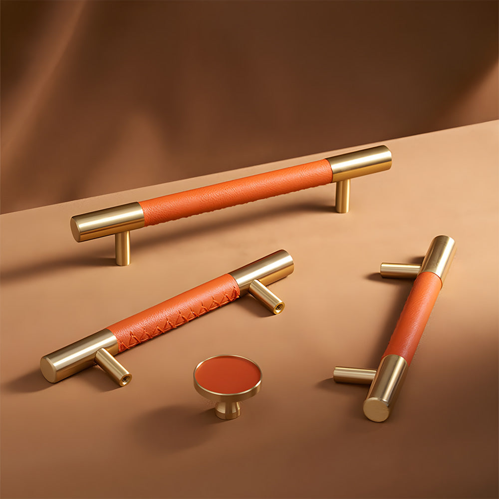 Luxury Leather Wrapped Cupboard Handles & Knobs