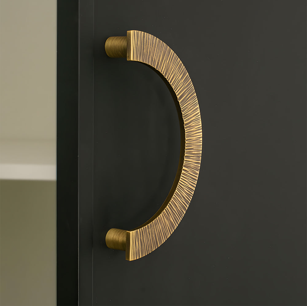Vintage Brass Textured Semi Circle Cabinet Handles