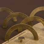 Vintage Brass Textured Semi Circle Cabinet Handles