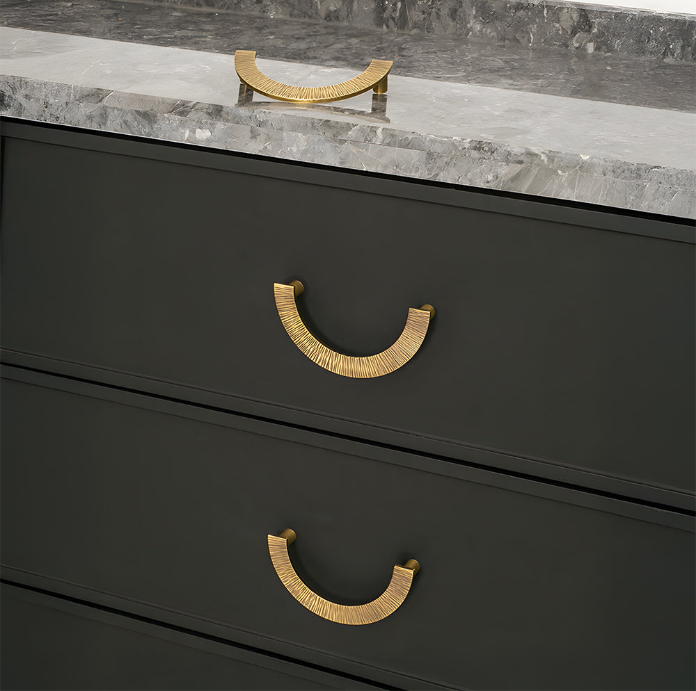 Vintage Brass Textured Semi Circle Cabinet Handles