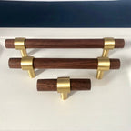 Wooden Cabinet Handles With Brass Base