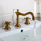 Brass Dual Cross Handles 3 Hole Basin Tap_Bronze
