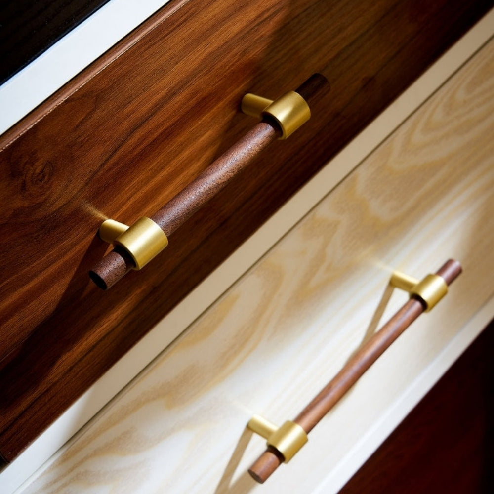 Wooden Cabinet Handles With Brass Base