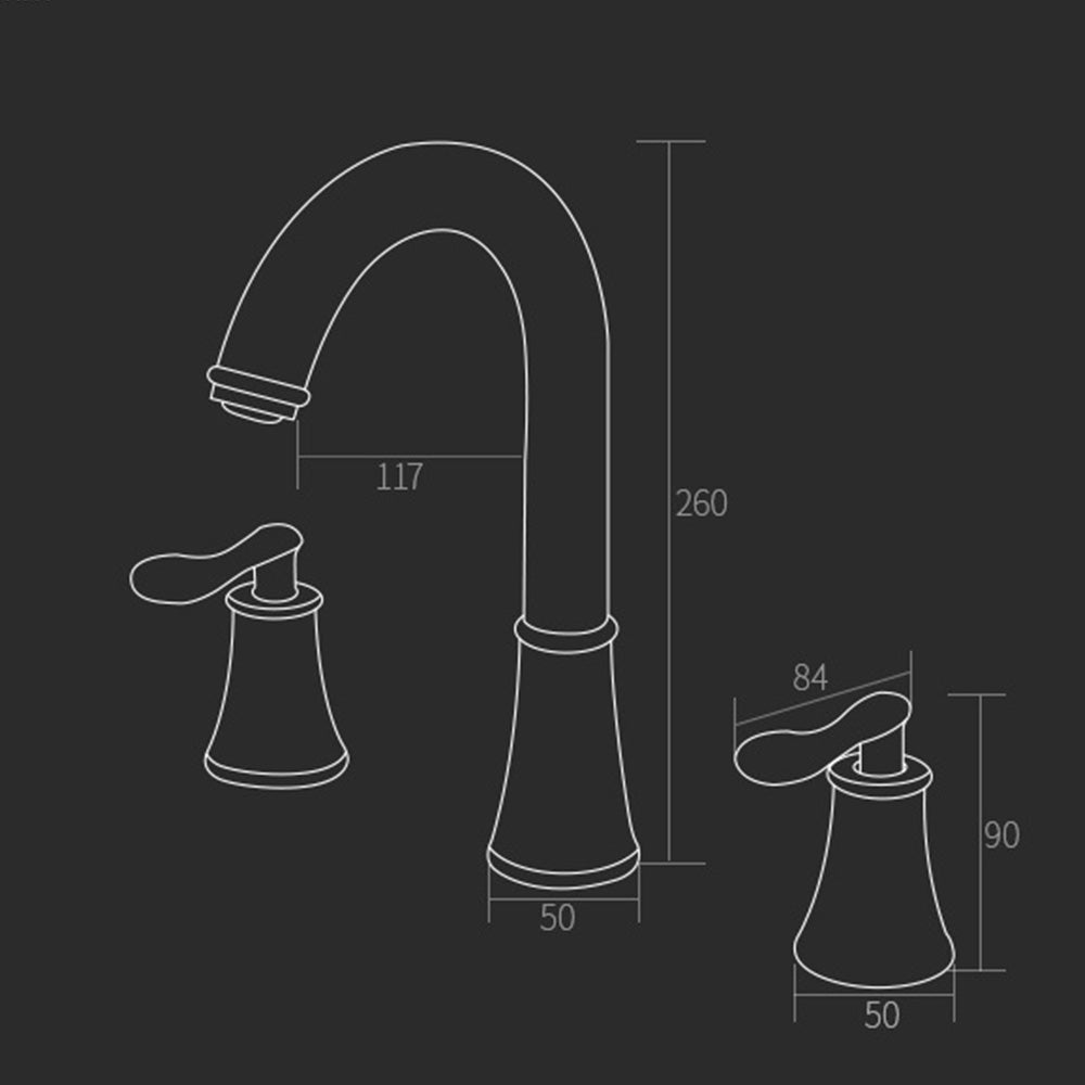 360 Degree Swivel Spout 3 Holes Bathroom Tap_Sliver