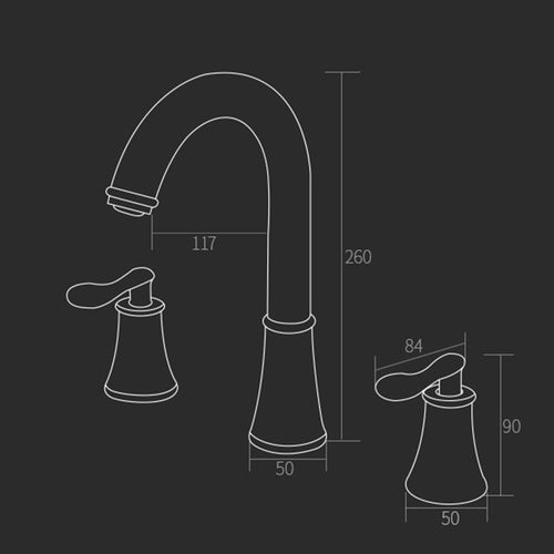360 Degree Swivel Spout 3 Holes Bathroom Tap_White
