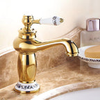 Traditional  Solid Brass Single Hole Basin Tap_ Gold
