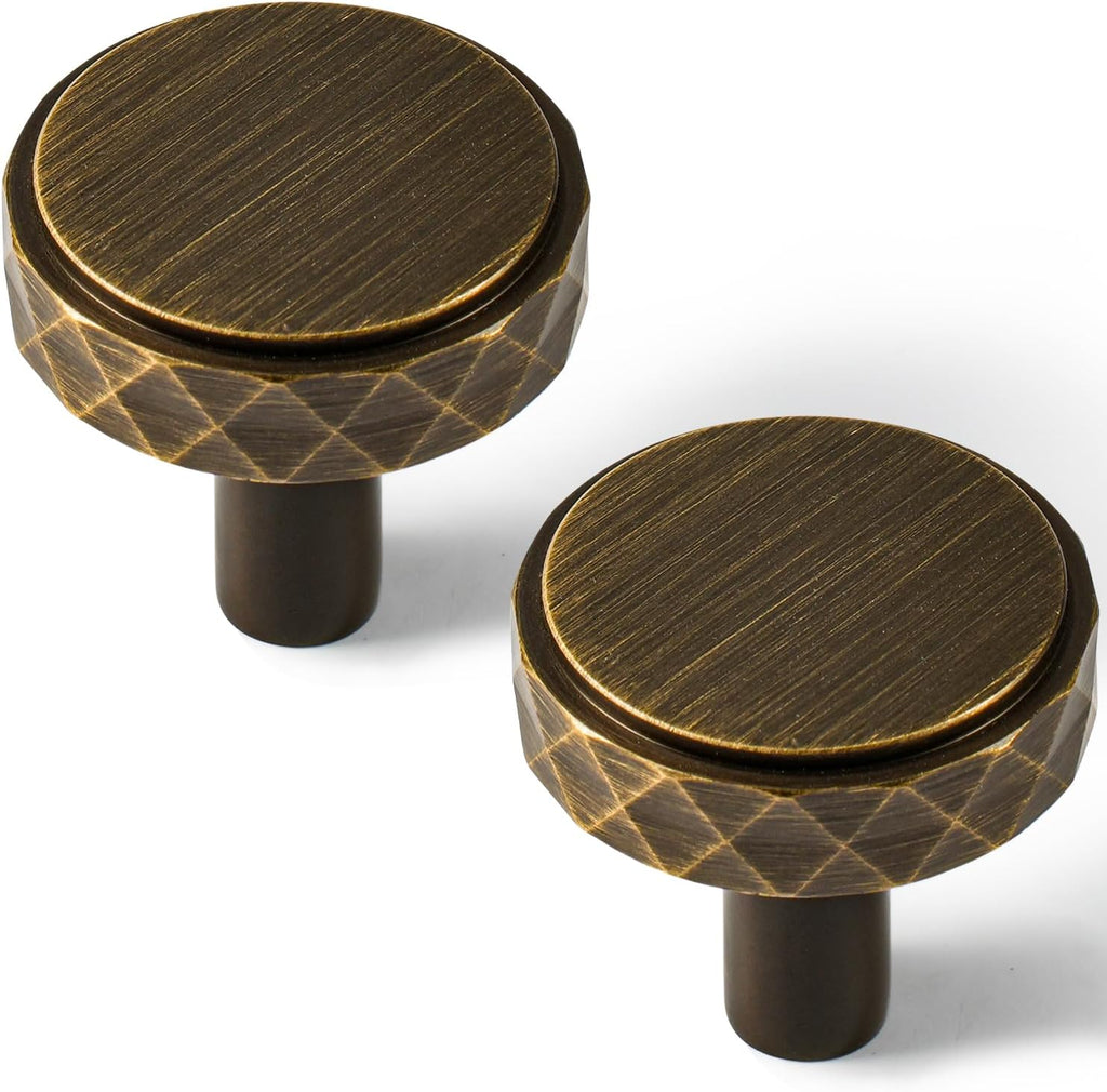 Art Deco brass cabinet handles and knobs antique bronze round knob detail
