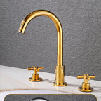 Modern 2-handle Brass Widespread Bathroom Tap_Gold