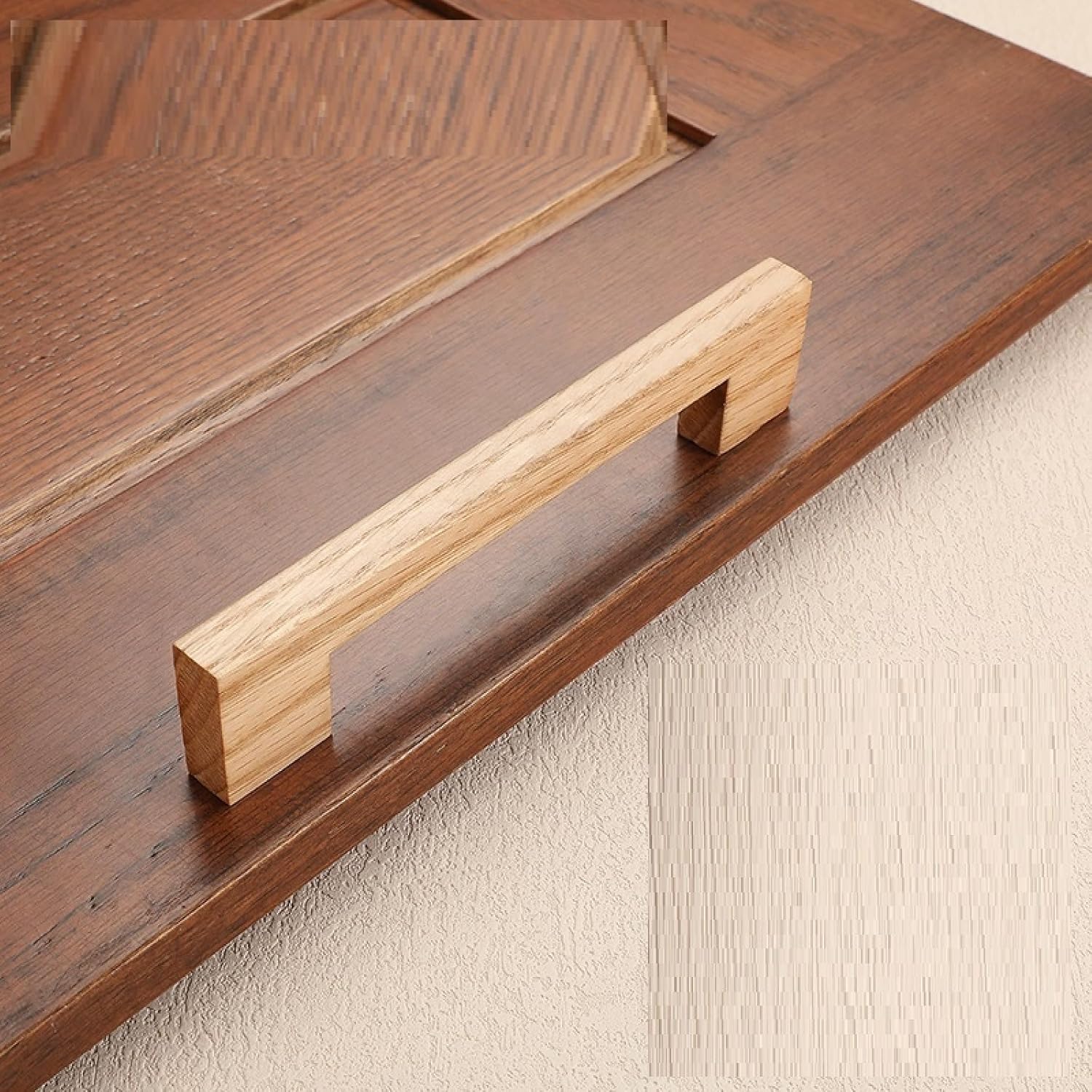 Natural Square Wood Cabinet Drawer Pulls For Kitchen