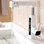 360° Rotation Liftable Bathroom Tap with LED Digital Display_White