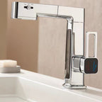 360° Rotation Liftable Bathroom Tap with LED Digital Display_ Chrome
