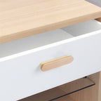 Round wood and zinc-alloy cabinet handles white option installed and product views