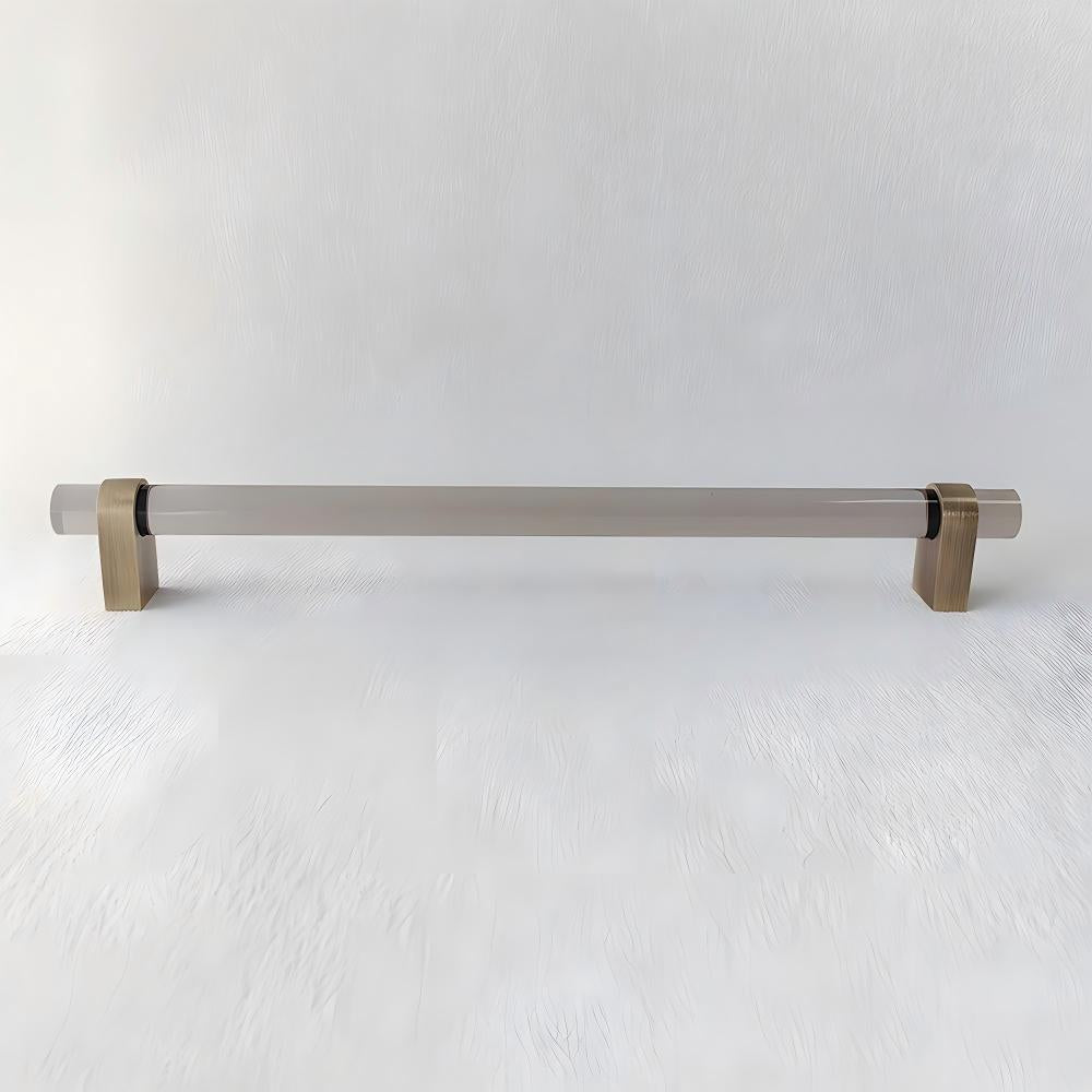 Modern Clear Acrylic and Brass Drawer Pulls