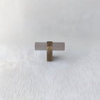 Modern Clear Acrylic and Brass Drawer Pulls