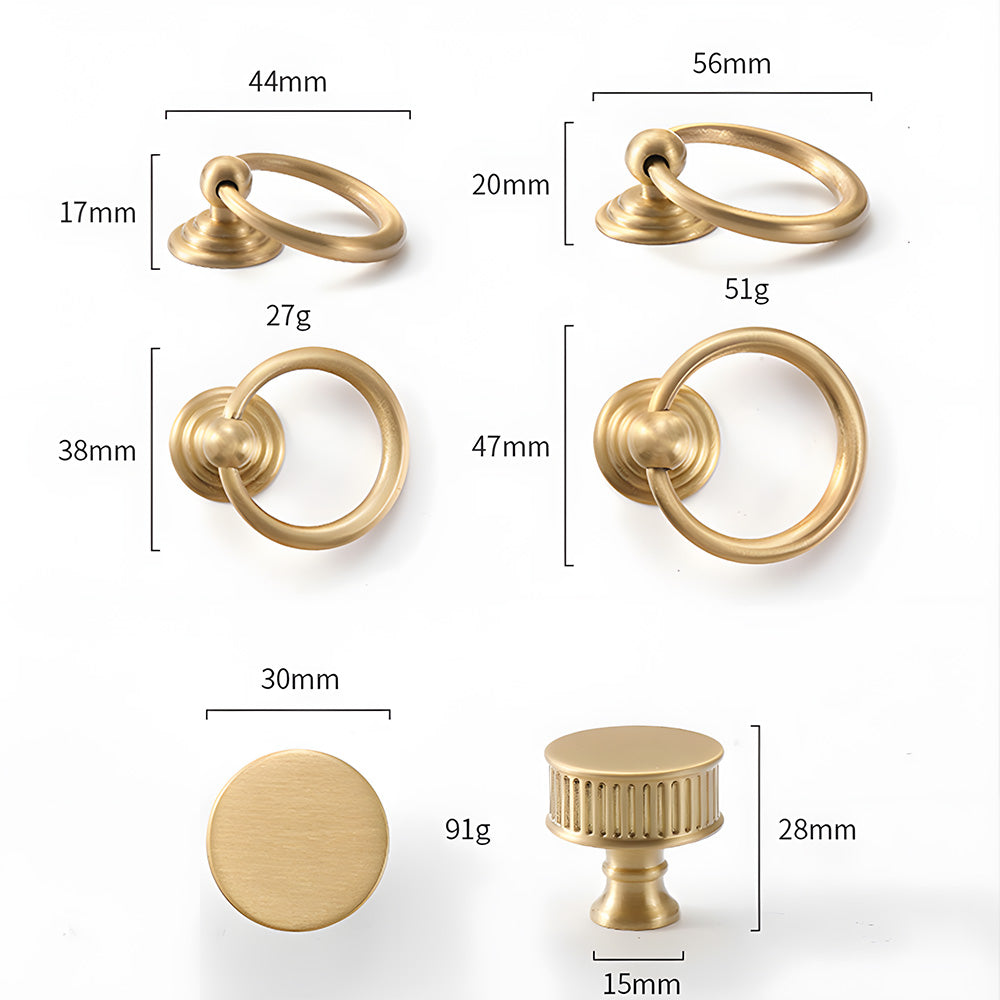 Vintage Art Deco Brass Cabinet Knobs and Pulls
