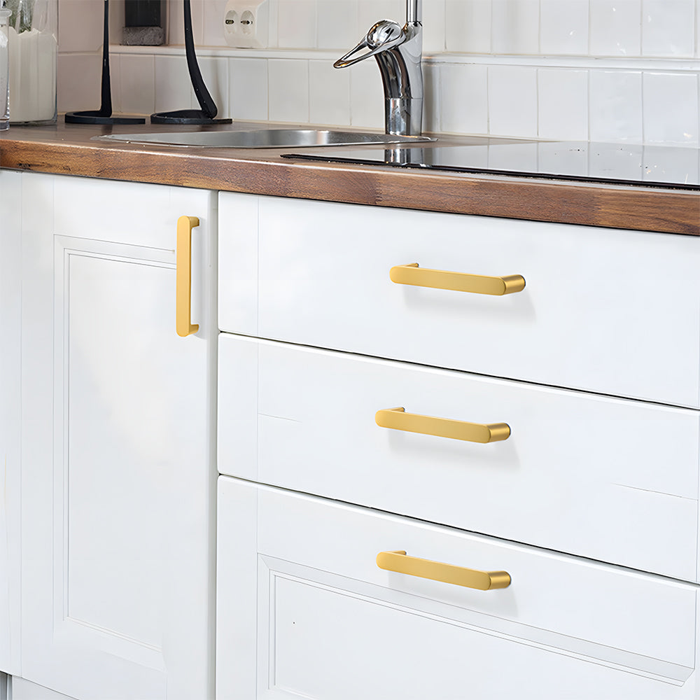 Minimalist Gold Solid Brass Cabinet Handles