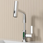 Digital Single Hole Brass Hot and Cold Basin Tap_Sliver