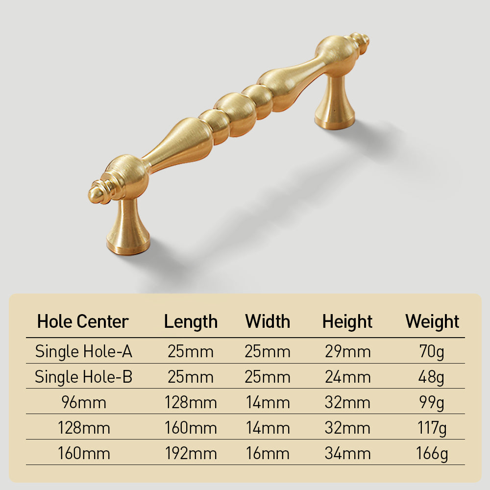 Vintage Brass Gold Wardrobe Cabinet Handles