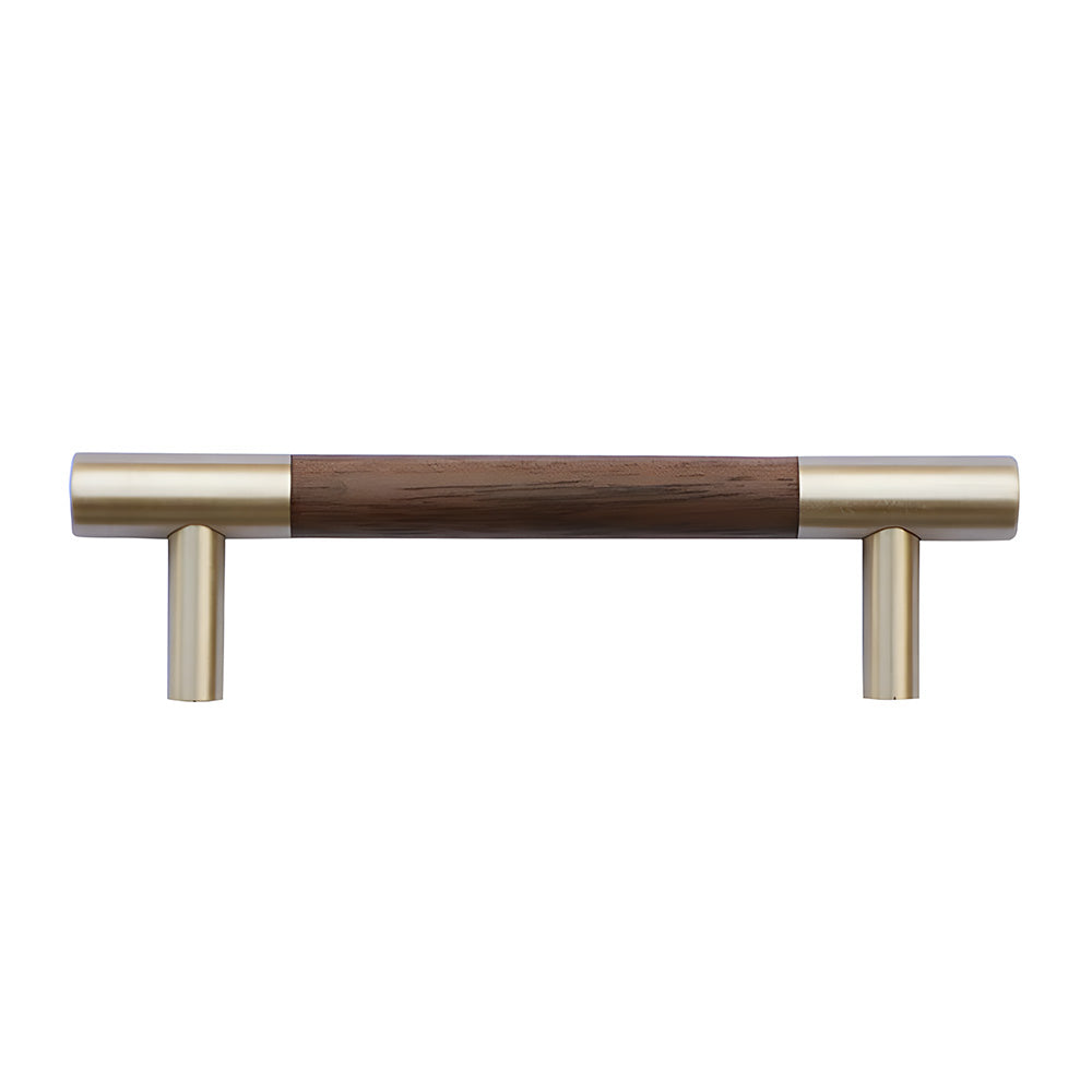 Luxury Brass Walnut T-bar Kitchen Cupboard Handles