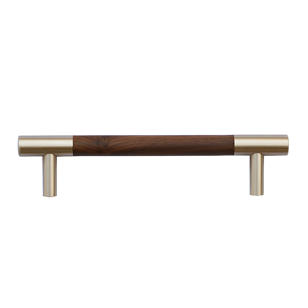 Luxury Brass Walnut T-bar Kitchen Cupboard Handles