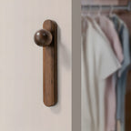 Wood cabinet handle and knob black walnut knob and pull fitted to wardrobe