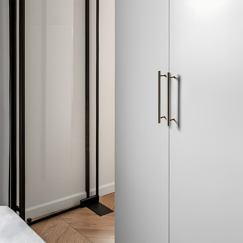 Modern Brass Straight Knurled Dresser Handles
